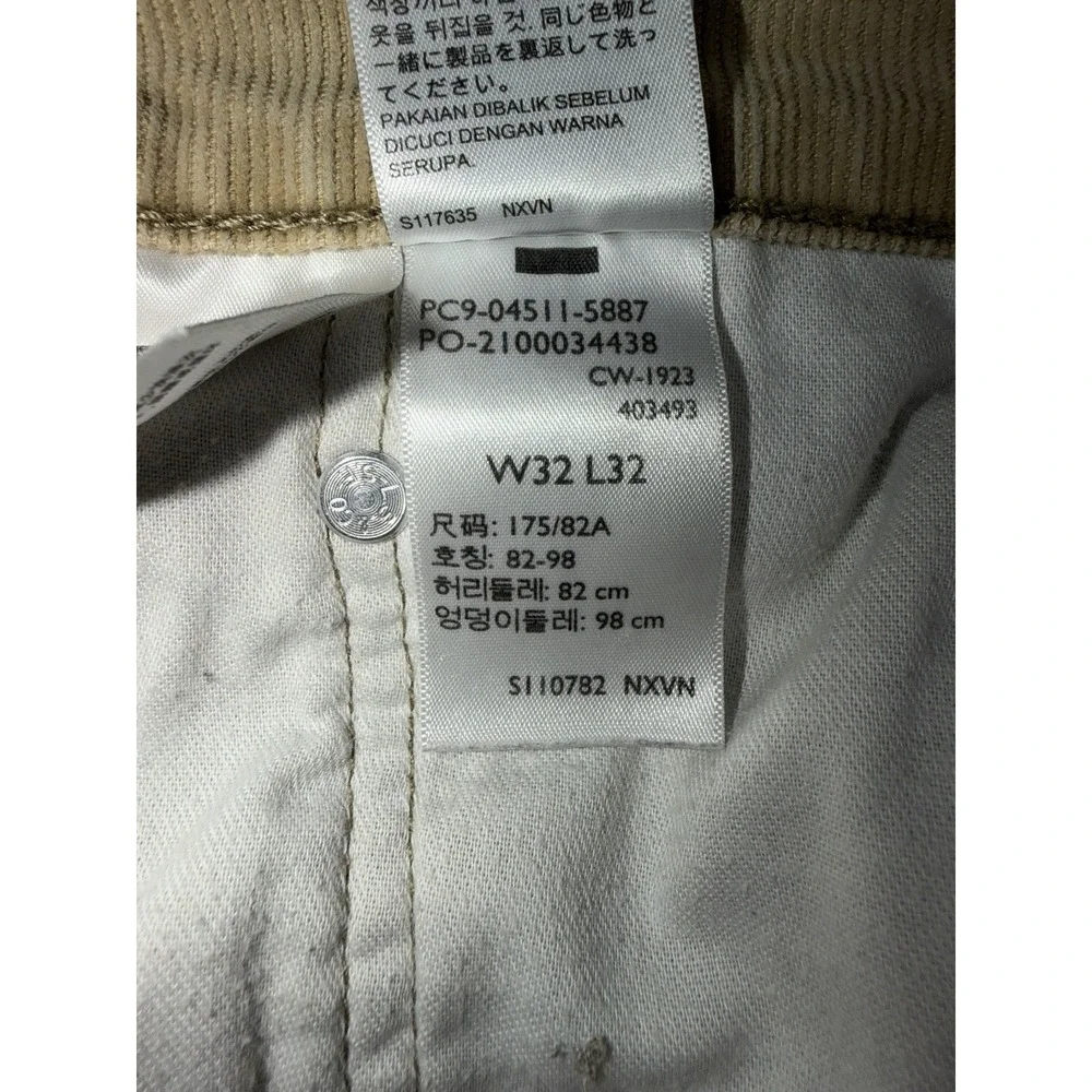 Levis 511 Corduroy Slim Fit Mens 32x32 Pants Khaki Tan 5 Pocket Casual Preppy